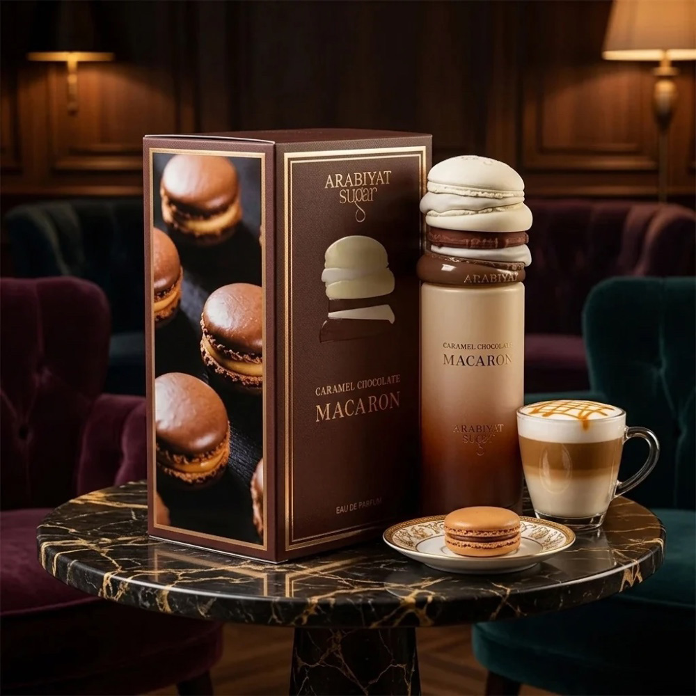 ادوپرفیوم کارامل شوکولیت ماکارون عربیات شوگر Caramel Chocolate Macaron Arabiyat Sugar 4 ادوپرفیوم کارامل شوکولیت ماکارون عربیات شوگر Caramel Chocolate Macaron Arabiyat Sugar